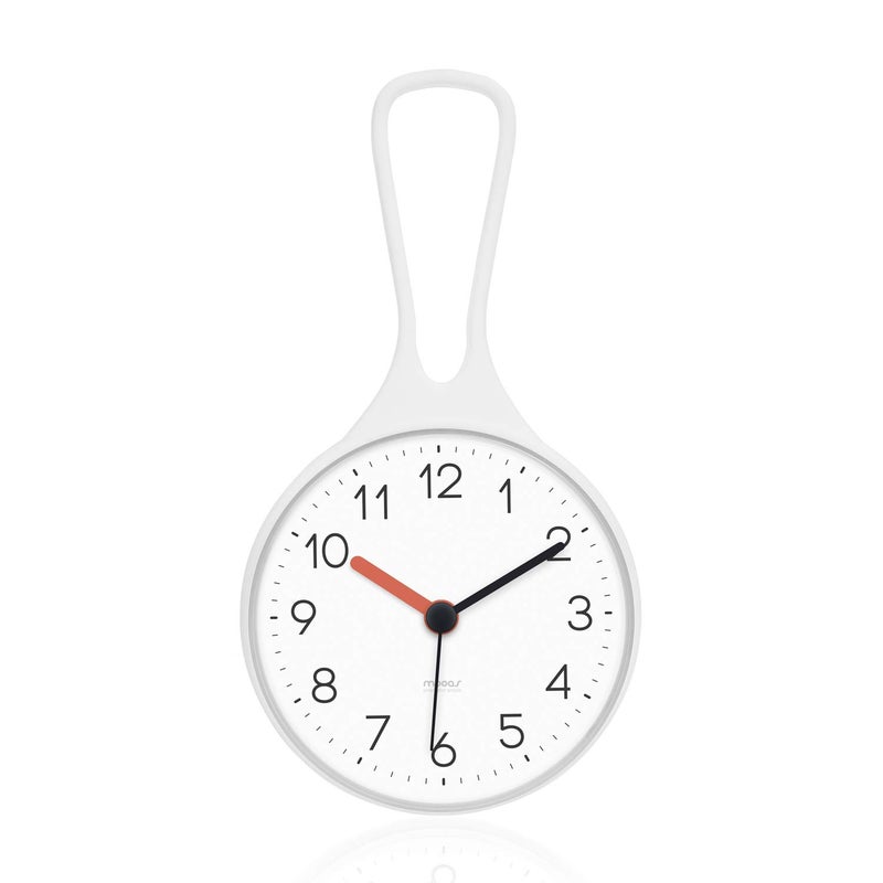 mooas Loop Bathroom Clock (White  3.16 x 1.31 x 6.02 inch)  Waterproof Shower Clock  Kitchen Clock  Non-Ticking Battery Operated - Image 1